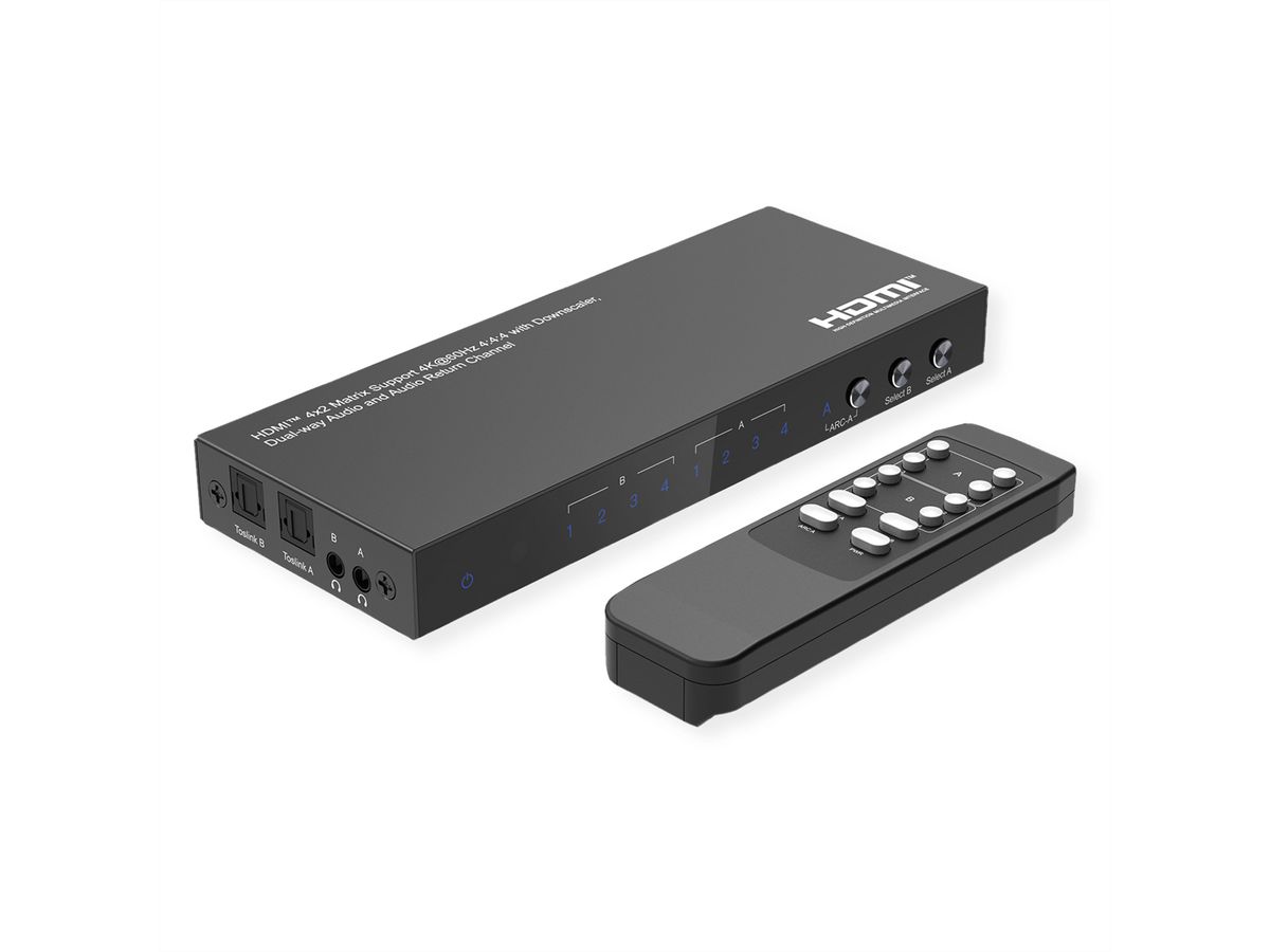 VALUE 4K HDMI Matrix Switch, 4 x 2, mit Fernbedienung