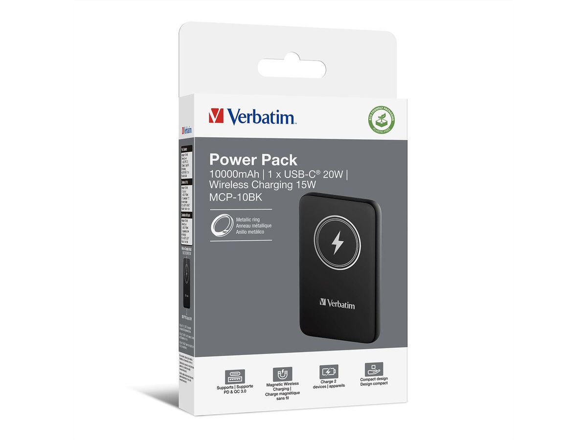Verbatim Powerbank 10000 mAh Black, 15W, PD20W, USB-C