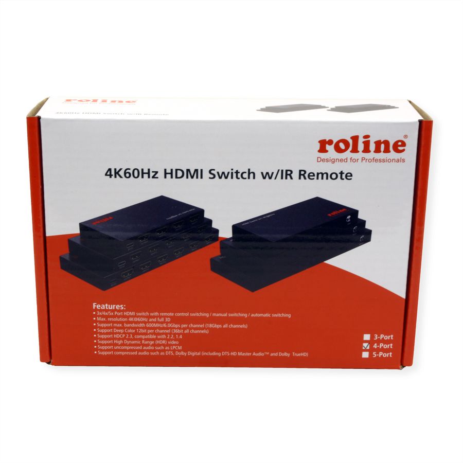 ROLINE 4K HDMI Switch, 4-fach, mit Fernbedienung
