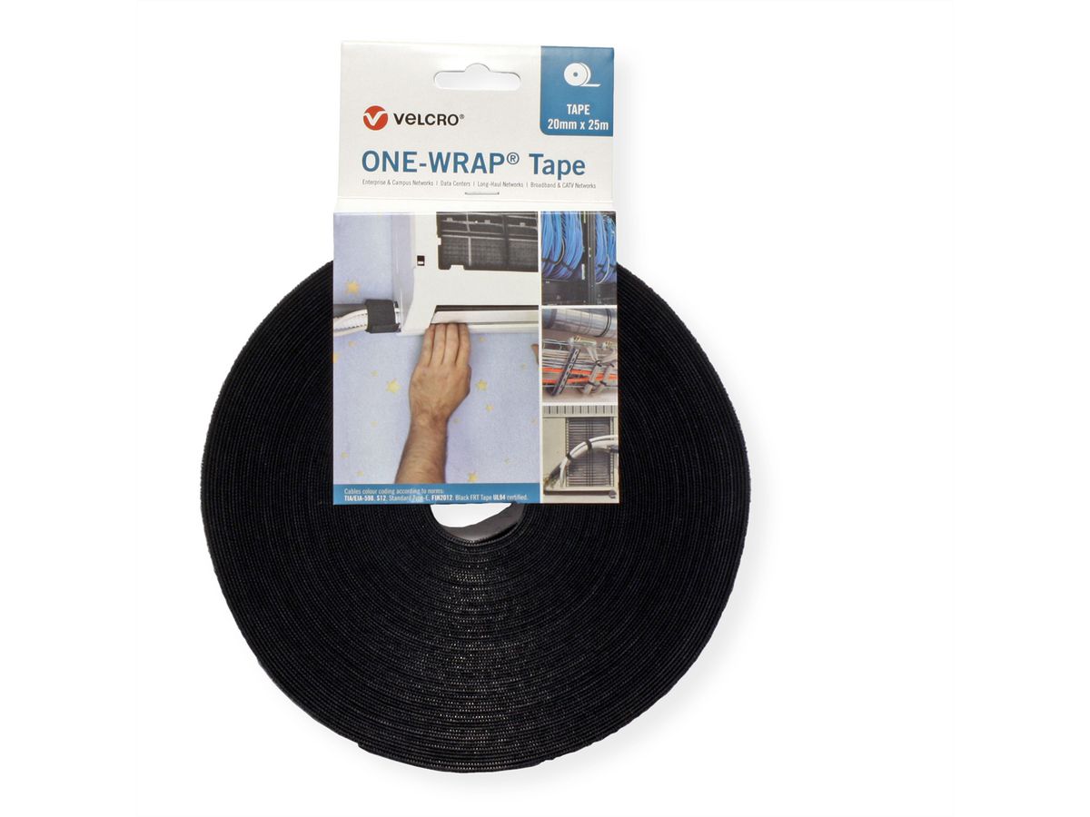 VELCRO® One Wrap® Band 20 mm breit, schwarz, 25 m