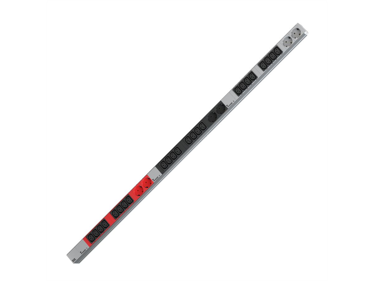 BACHMANN IT PDU ALU 1UH 24x C13 6x contact de protection CEE 3x 16A rouge