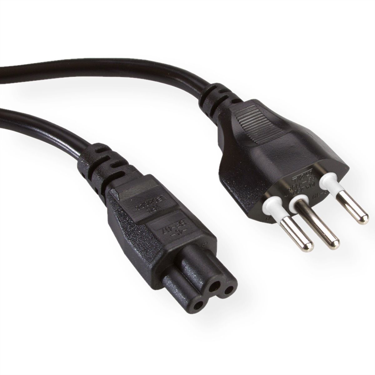 ROLINE CH-Netzkabel T12 auf C5, 3pol., schwarz, 1,8 m
