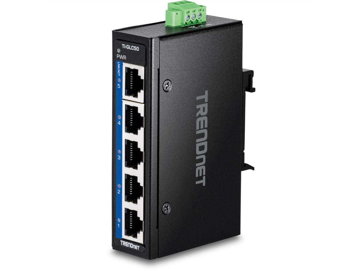 TRENDnet TI-GLC50 5-Port Gigabit Industrial DIN-Rail Mini