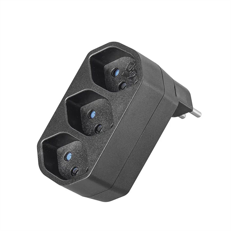 Steffen Mehrfachadapter Manta 3xT13, drehbar 320°, schwarz