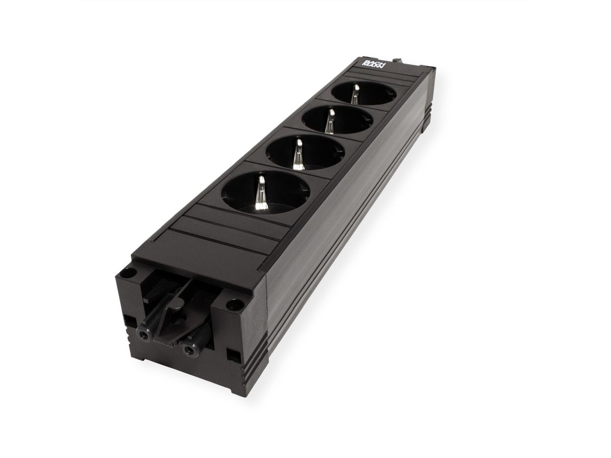 BACHMANN STEP BASE 4xCEE7/3 GST18, CEE 7/7 fiche de contact de protection C19 0,75m, noir