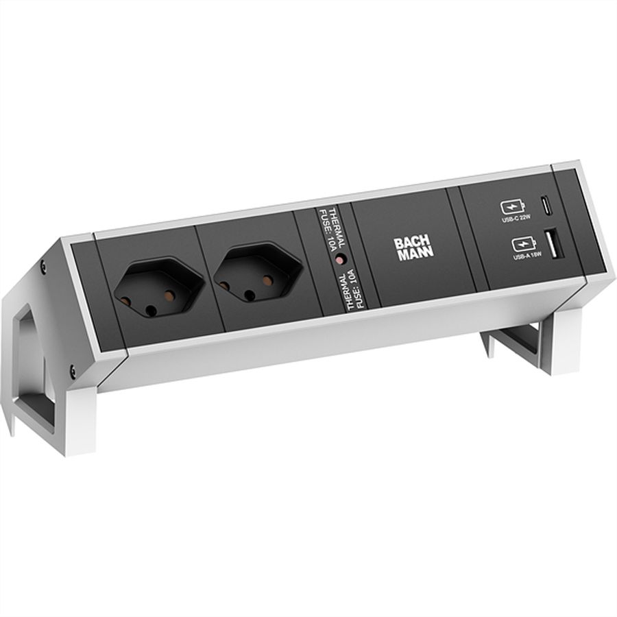 BACHMANN DESK2 2xCH 1xUSB A/C 22W, SUISSE