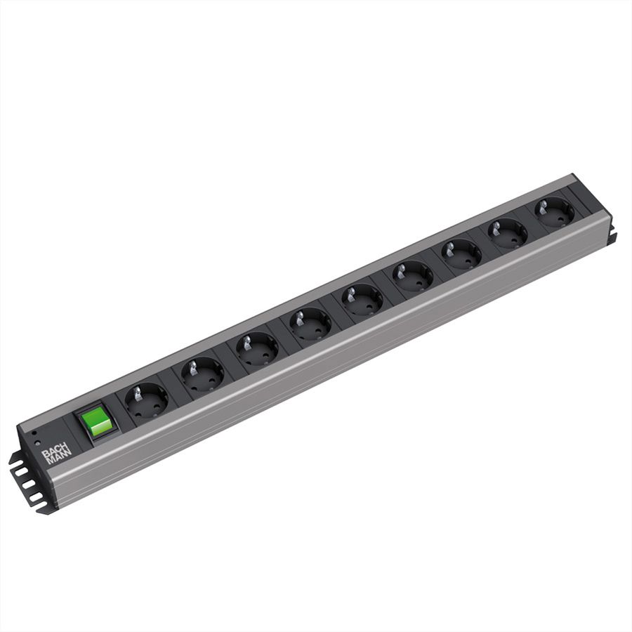 BACHMANN Multiprise 9x contact de protection, interrupteur, 2 m