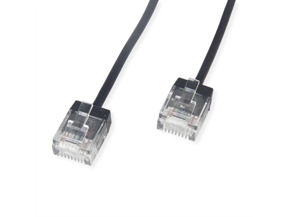ROLINE UTP DataCenter Patchkabel Cat.6A (Class EA), LSOH, slim, extra kurzer Stecker, schwarz, 5 m