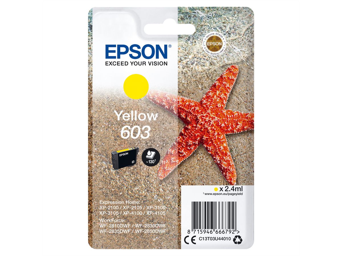 EPSON C13T03U44010, 603, Cartouche jaune, pour EPSON Expression Home XP-2100, XP-3100, XP-4100