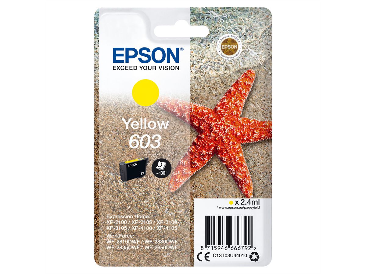 EPSON C13T03U44010, 603, Tintenpatrone, yellow, für EPSON Expression Home XP-2100, XP-3100, XP-4100