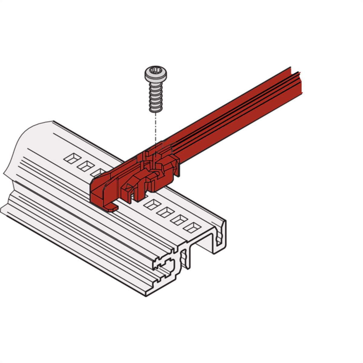 SCHROFF FUEHRUNGSSCHIENE ZUBEH.220T 2MM ROT