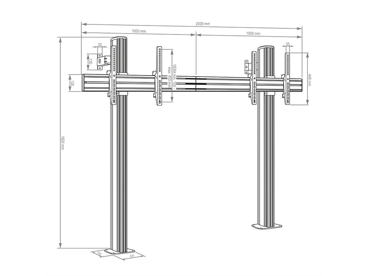 Hagor Système de stand CPS Floor-Wall/bolt down 2x 55-65