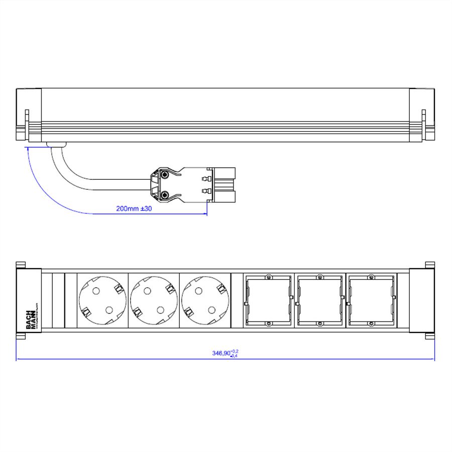 BACHMANN POWER FRAME Large 3x Schutzkontakt 3x ABD