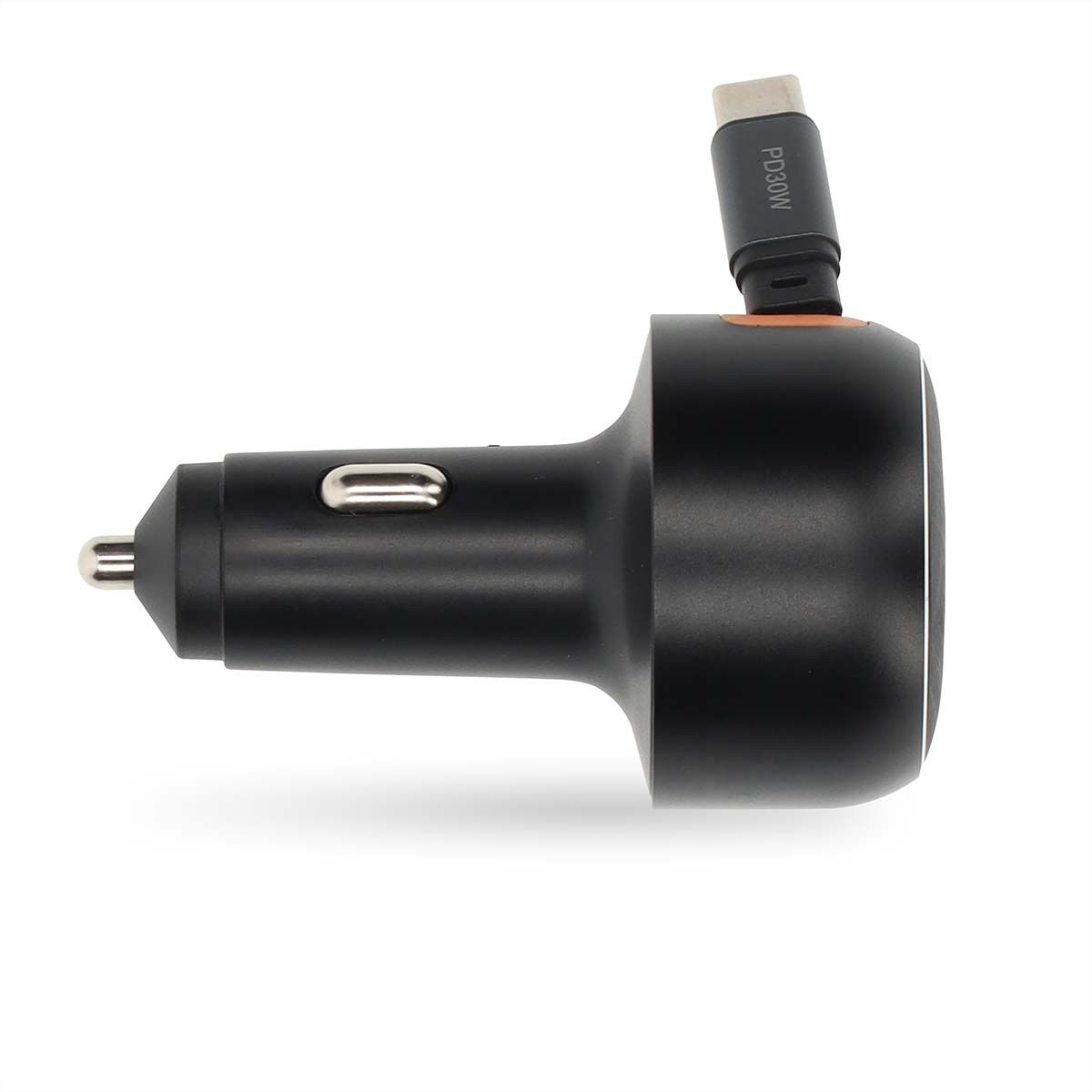 Nedis Auto-Ladegerät – 30 W mit aufrollbarem USB-C-Kabel, car charger 30W - Dunkel Grau