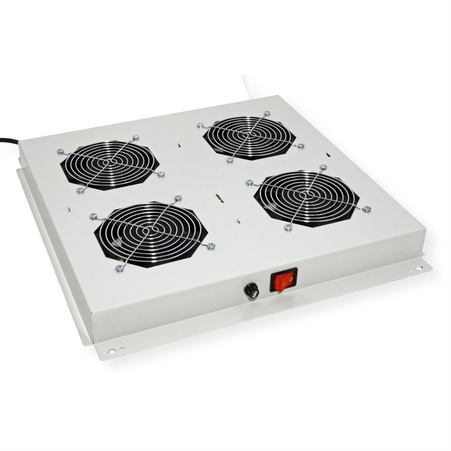 ROLINE 19-Zoll Dachlüftereinheit 4 Lüfter, Thermostat , grau