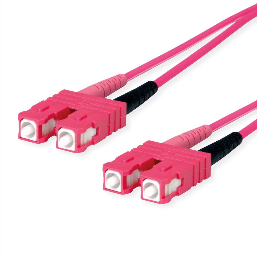 TELEGÄRTNER LWL Rangierkabel 2x G50/125 OM4, 1x SC Duplex - 1x SC Duplex, violett, 2 m