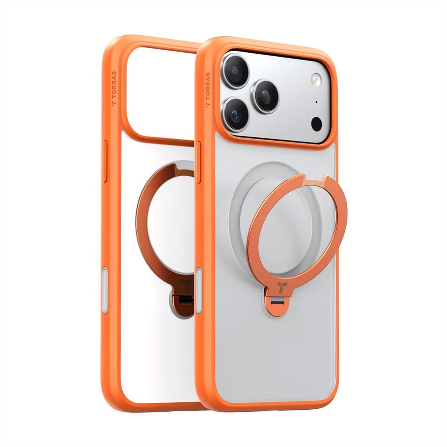 Torras UPRO Ostand Spin Case, iPhone 17 Pro Max, MagSafe, orange