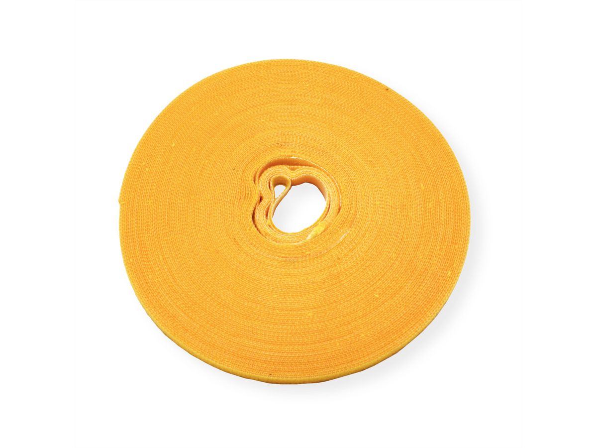 VALUE Bande auto-agrippante sur rouleau, 10mm, jaune, 25 m