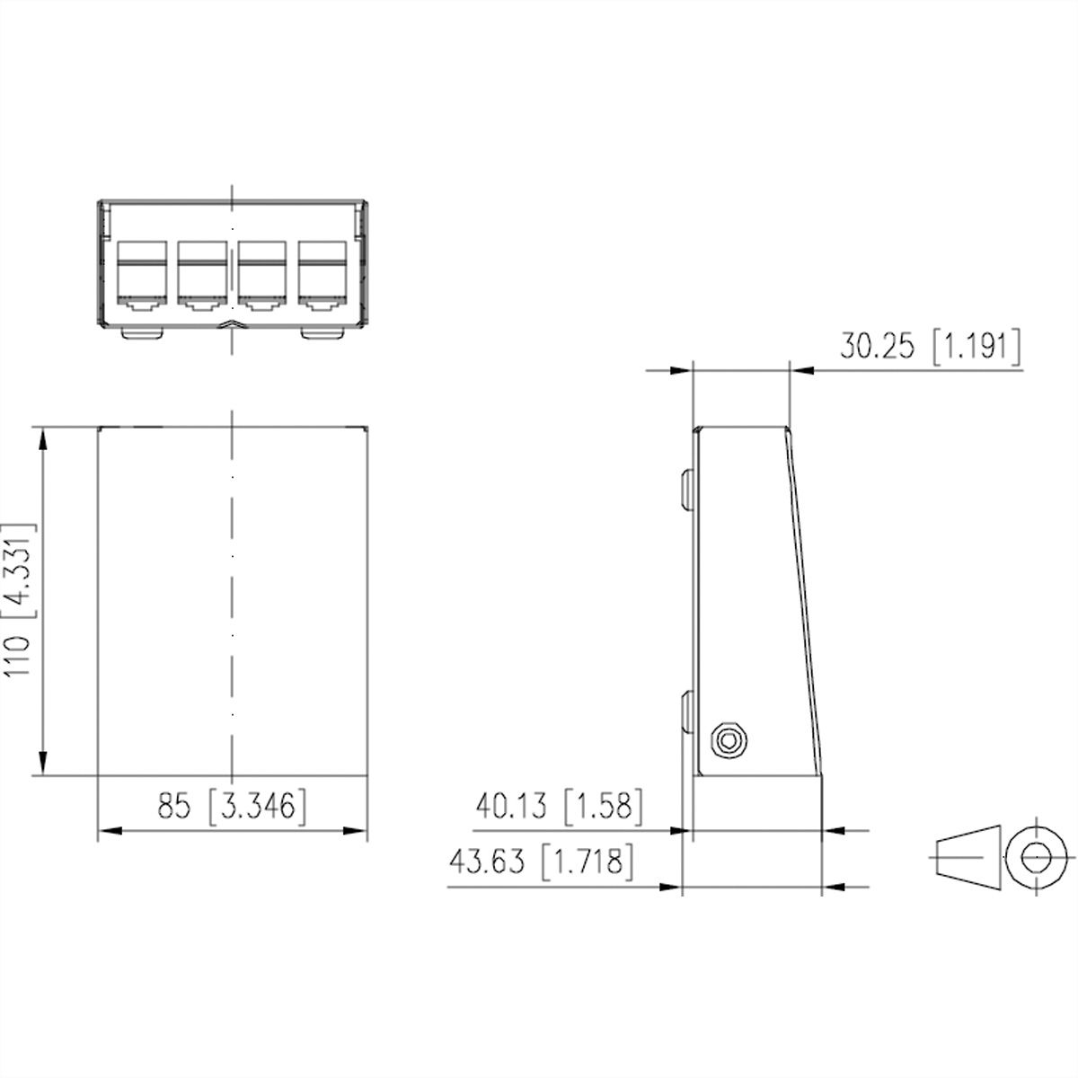 METZ CONNECT Modul AP-Gehäuse 4 Port reinweiß RAL9010