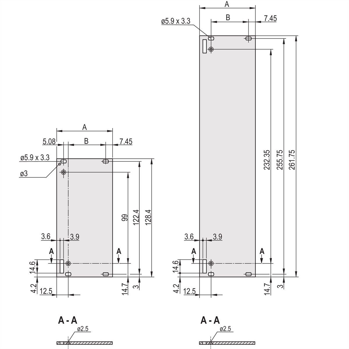 SCHROFF Plug-In Units Face avant, non blindée, pour poignée forme 1, 6 U, 6 HP, 2,5 mm, alu, anodisé avant, conducteur arrière