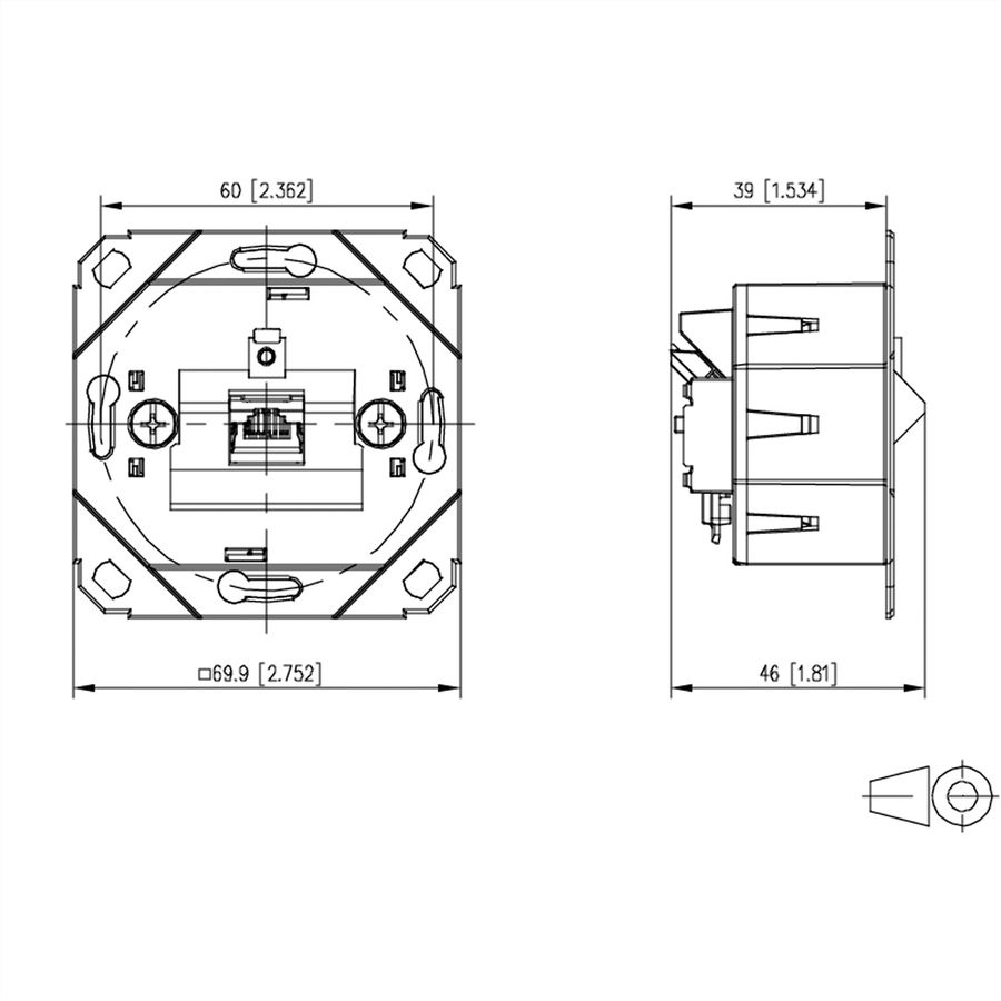 METZ CONNECT E-DAT C6A LSA++ Dose, 1 Port, UP0, metallisch