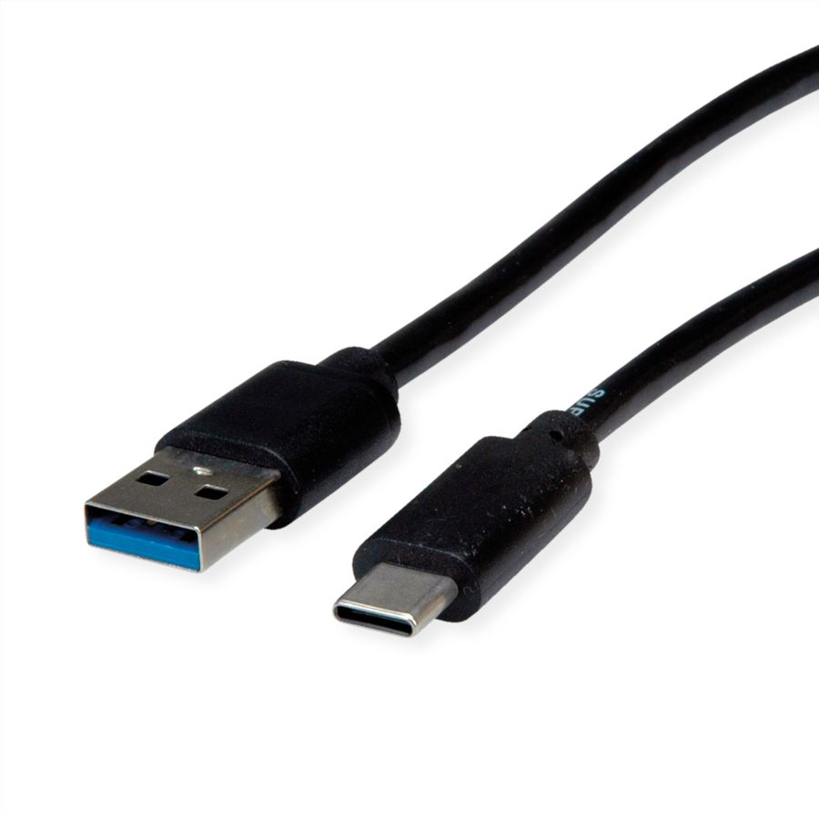 ROLINE RM USB 3.2 Gen 2 Kabel, USB A-C, ST/ST, schwarz, 1 m
