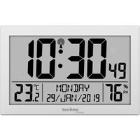 Technoline Horloge murale radio WS8016 argent Affichage date & jour de la semaine, temp. int.