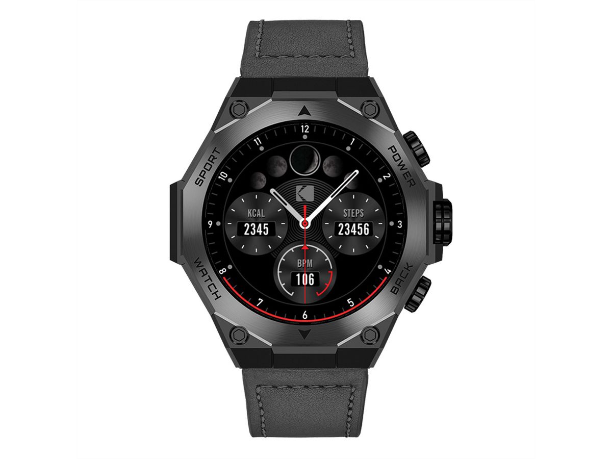 Kodak Smart Watch SW-7215, Boîtier et bracelet noirs