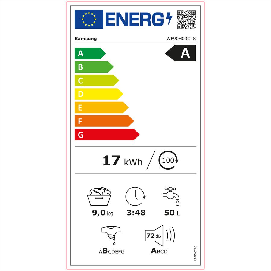 Samsung Waschmaschine WF9000 9kg, Energy class A-65%, AI Home AI Ecobubble, AI Wash