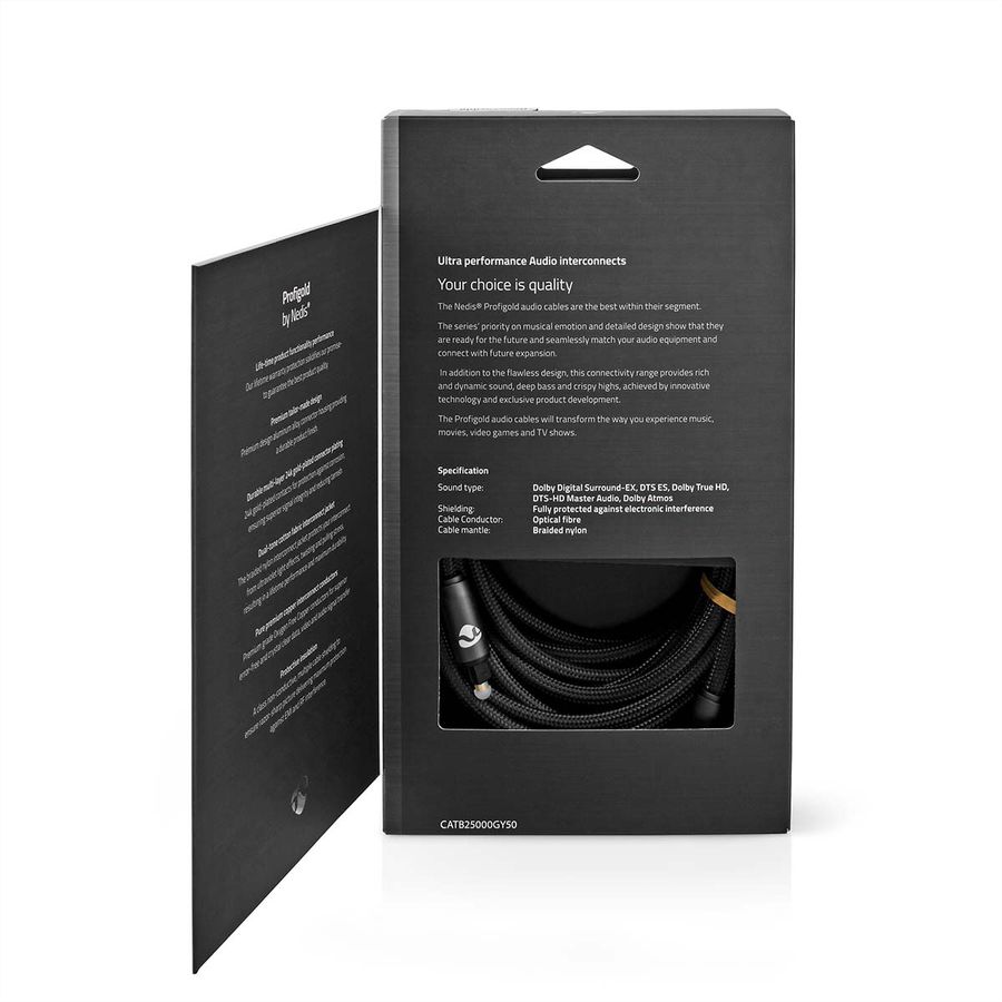 Nedis Optisches Audiokabel Toslink, ST/ST, grau, 5 m