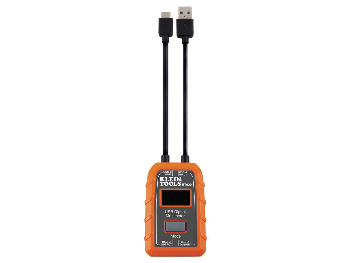 KLEIN TOOLS ET920 USB-Digitalmessgerät und -Prüfer, für USB-A und USB-C
