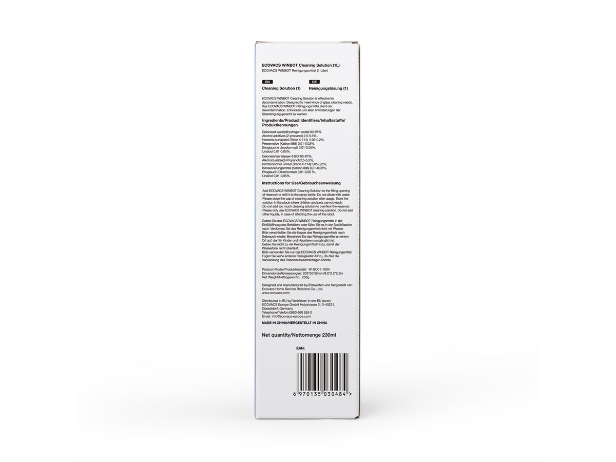 Ecovacs Reinigungslösung 230ml, zu Winbots-Serie