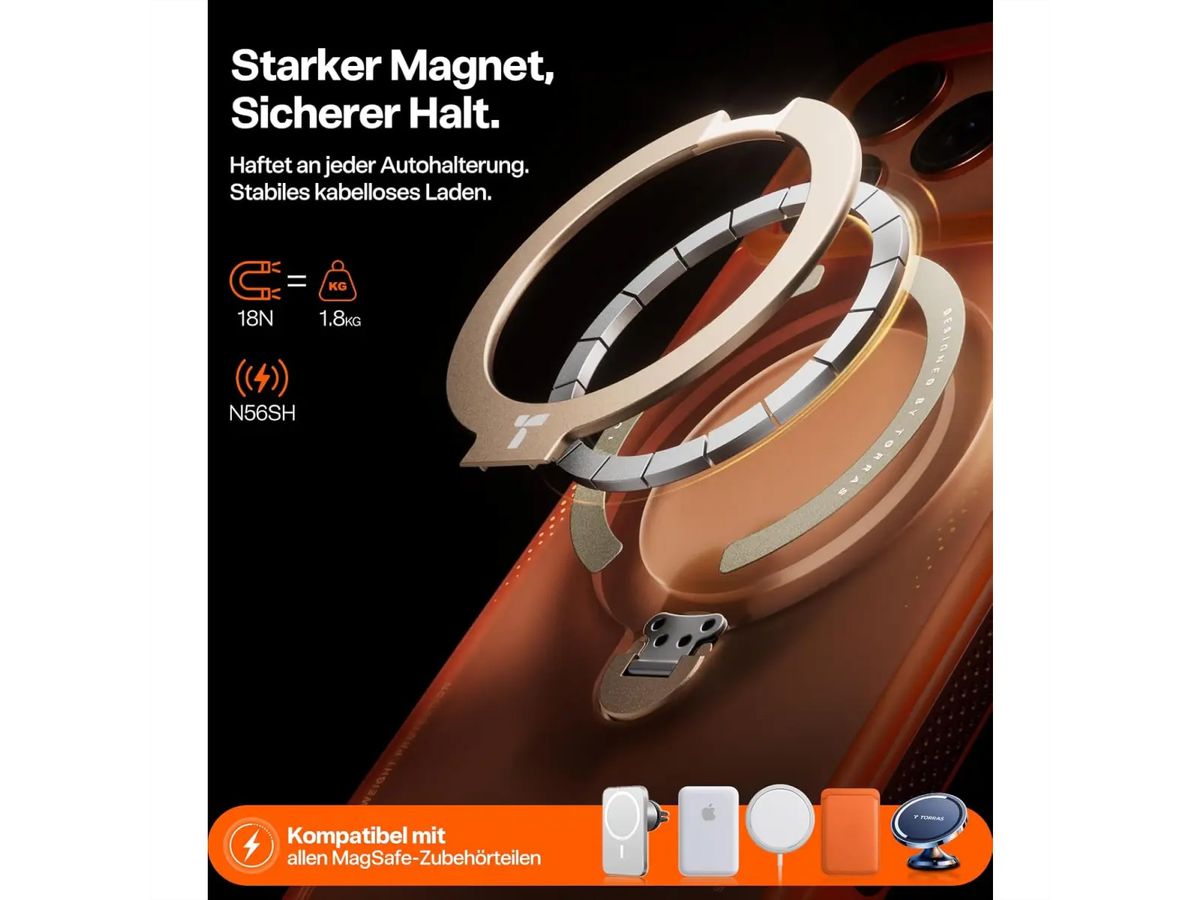 Torras Ostand Q3 Air Schutzhülle, iPhone 17 Pro Max, MagSafe, orange