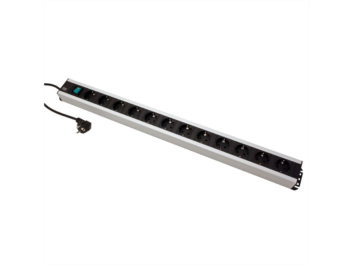 BACHMANN Multiprise 12x contact de protection, interrupteur, 2 m