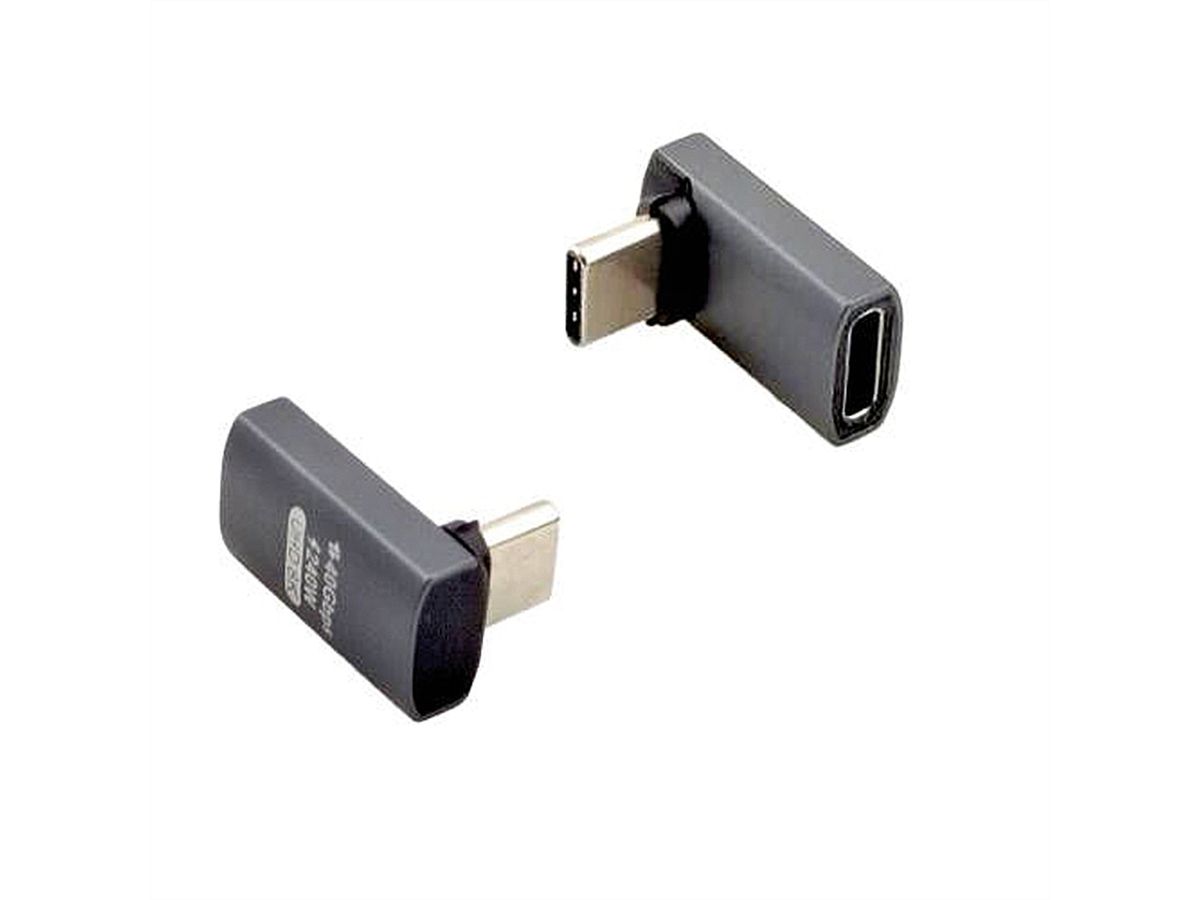 ROLINE USB4 Gen 3x2 Adapter Typ C ST/BU, Aluminium, 90°, breit, silberfarben