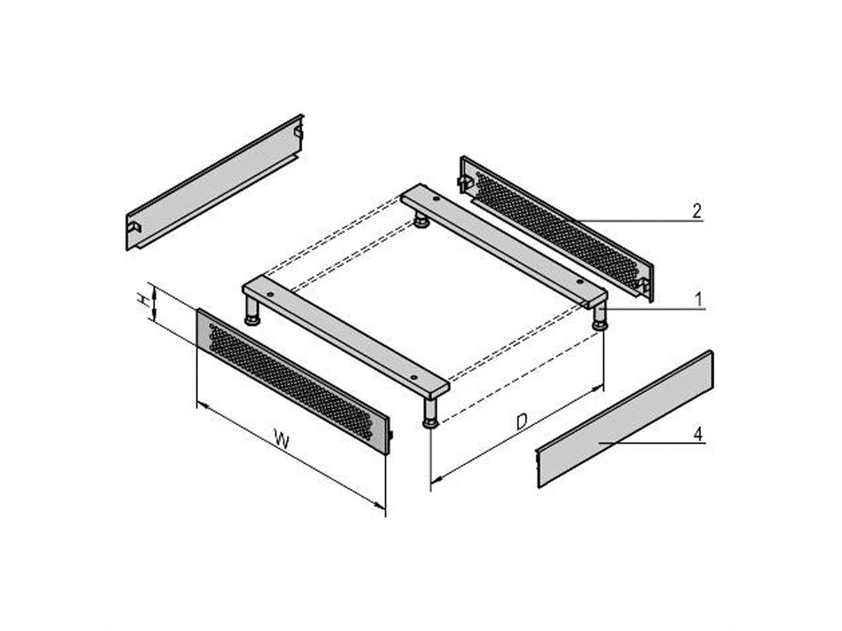 SCHROFF VARISTAR Sockel belüftet, 800 mm breit, RAL7021