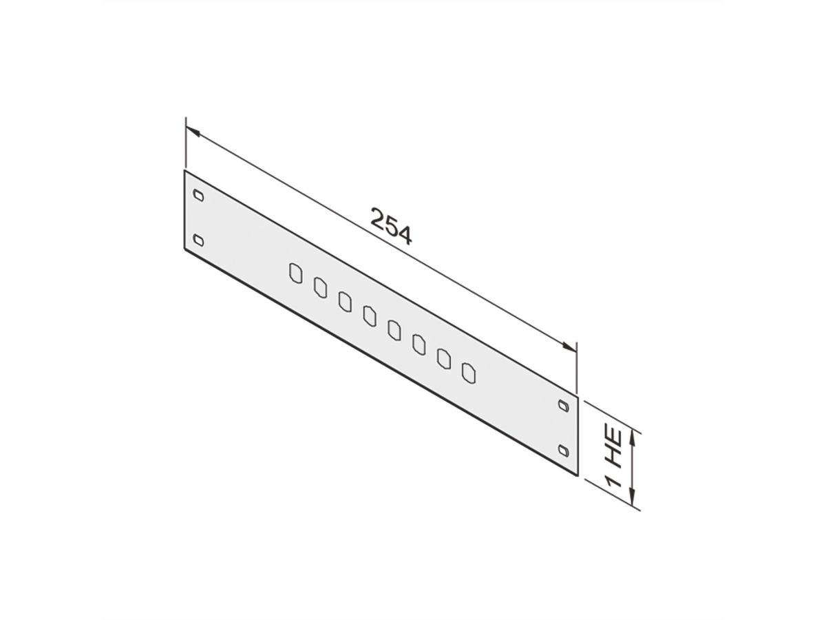 SCHROFF 10" face avant avec découpes, 8 ports ST, 1,5 mm, acier, RAL 7035