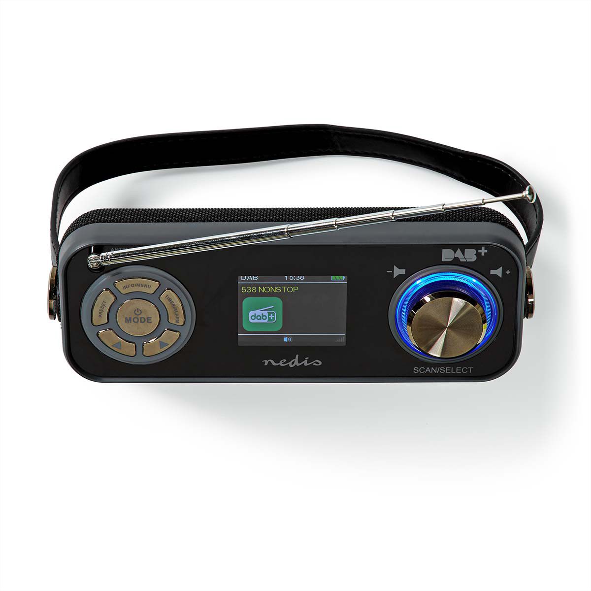 Radio de table DAB+ Nedis, noir, Bluetooth, batterie rechargeable