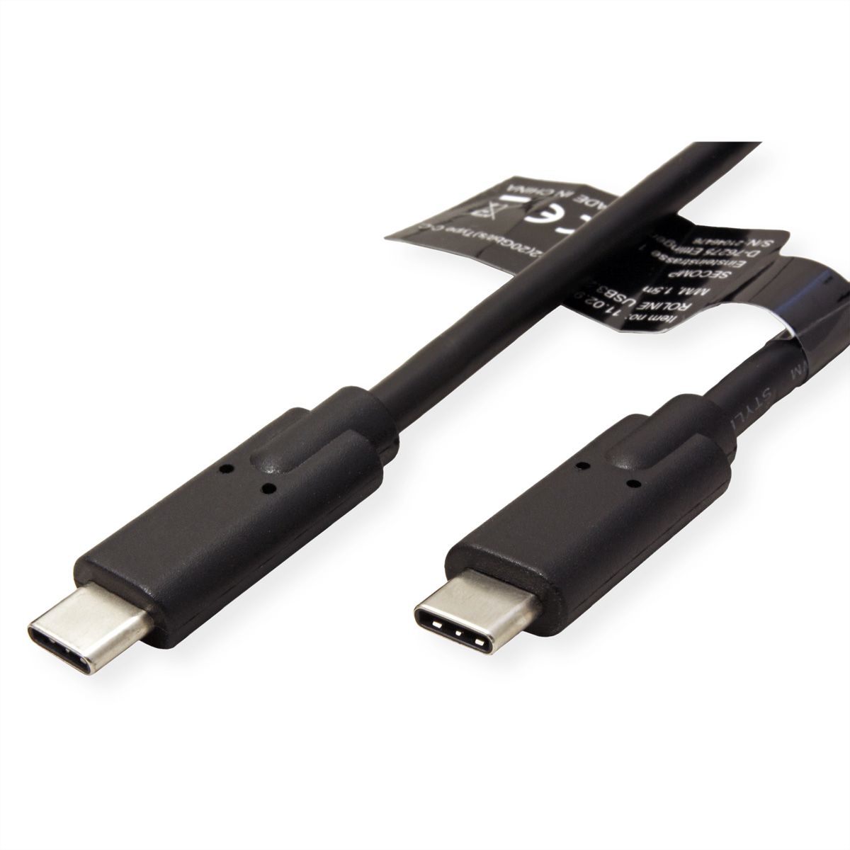 ROLINE USB 3.2 Gen 2x2 Kabel, USB C-C, ST/ST, 4K UHD-1, 20Gbit/s, Emark, 100W, schwarz, 0,5 m