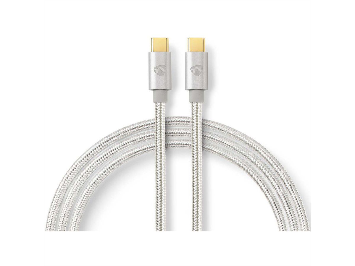 Nedis USB 2.0 Kabel, Typ C-C, ST/ST, 100W, silber, 1m