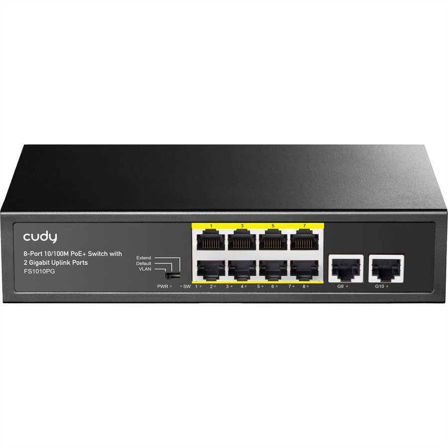 CUDY FS1010PG Switch 8 ports 10/100M PoE+, 2 ports Gigabit Uplink 120W