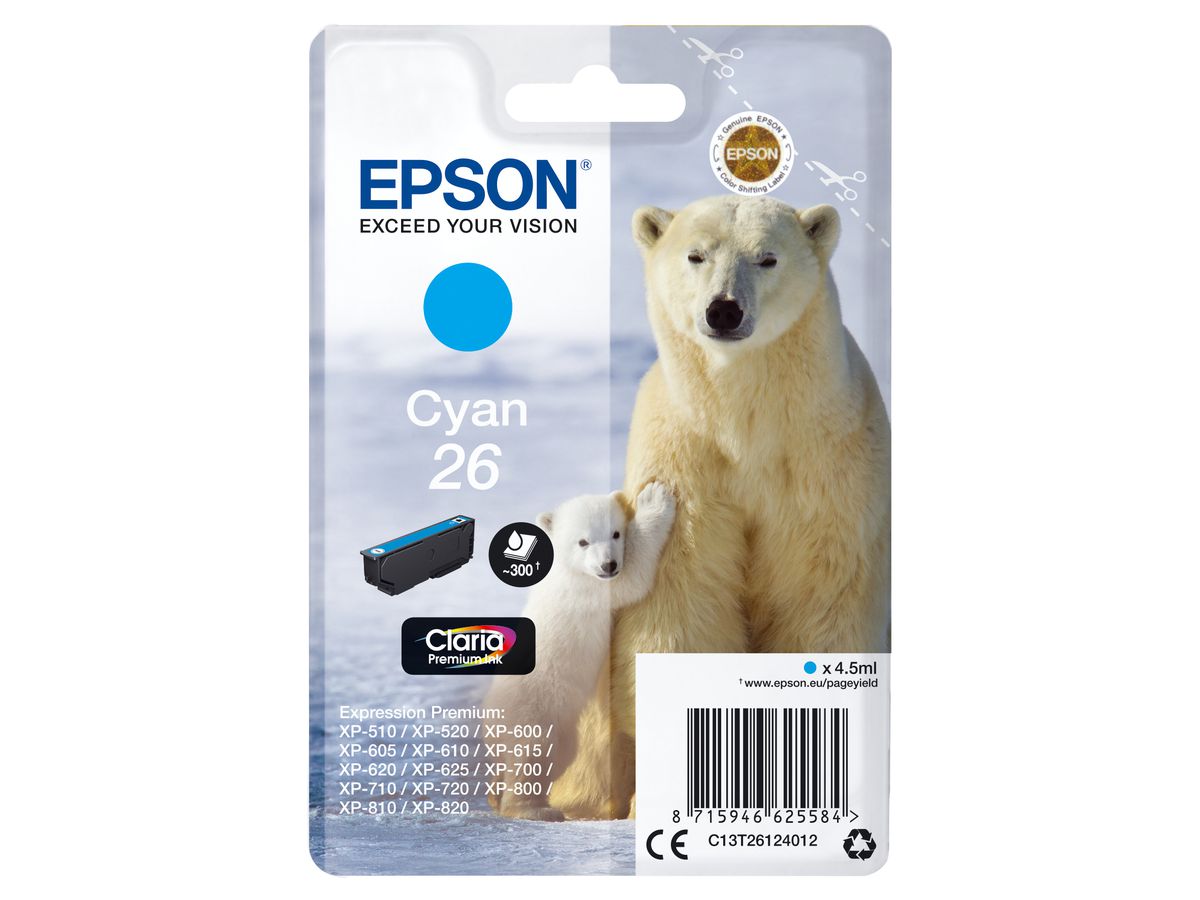 Epson Singlepack Cyan 26 Claria Premium Ink