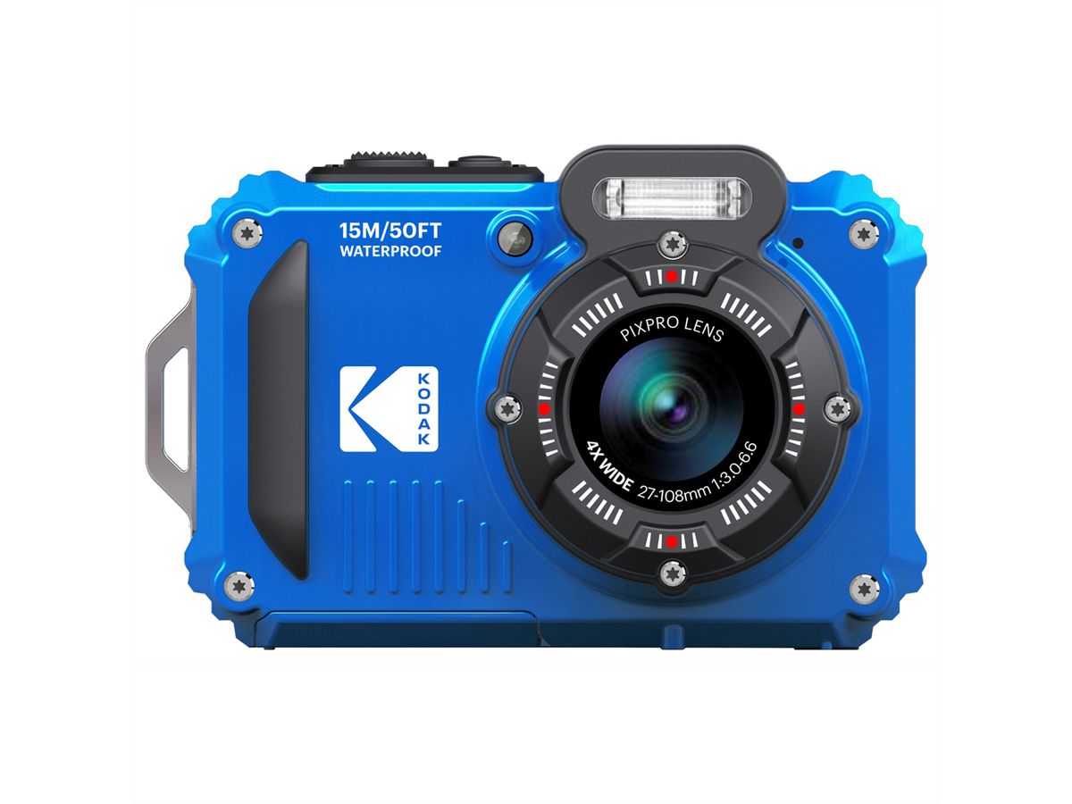 Kodak Caméra sous-marine WPZ2  bleu, zoom optique 4x, 15m, 16MP, WiFi, vidéo HD