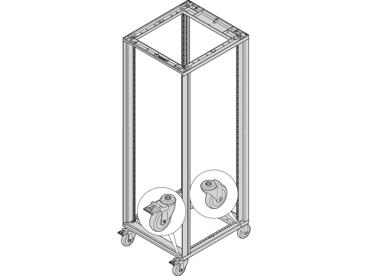 Roulette SCHROFF Novastar, 300 kg, conducteur, résistance ESD < 10 kOhm selon EN 12528