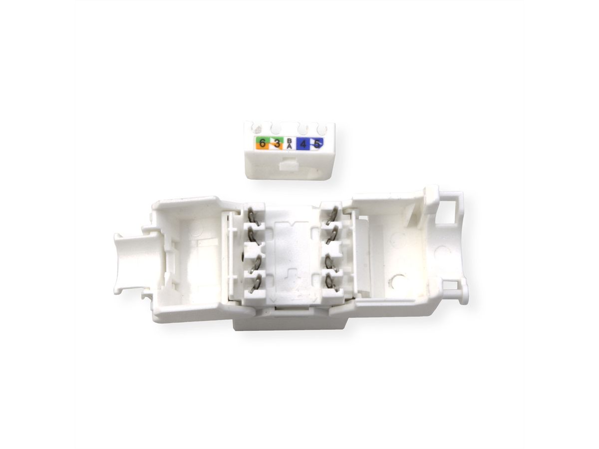 ROLINE Cat.6A (Class EA) Keystone, ungeschirmt, werkzeuglos, SLIM, extra kurz, weiß