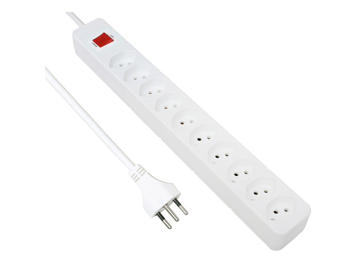 BLANK Steckdosenleiste, 10fach T13, mit Schalter, weiss