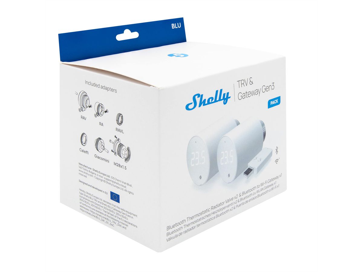 Shelly Funk-Bewegungsmelder BLU TRV, x2 + Blu Gateway Gen3
