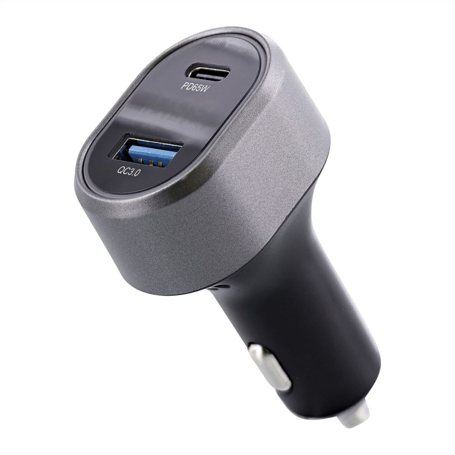 T'nB 1 USB-A QC and 1 USB-C PD, car charger 83W - Schwarz
