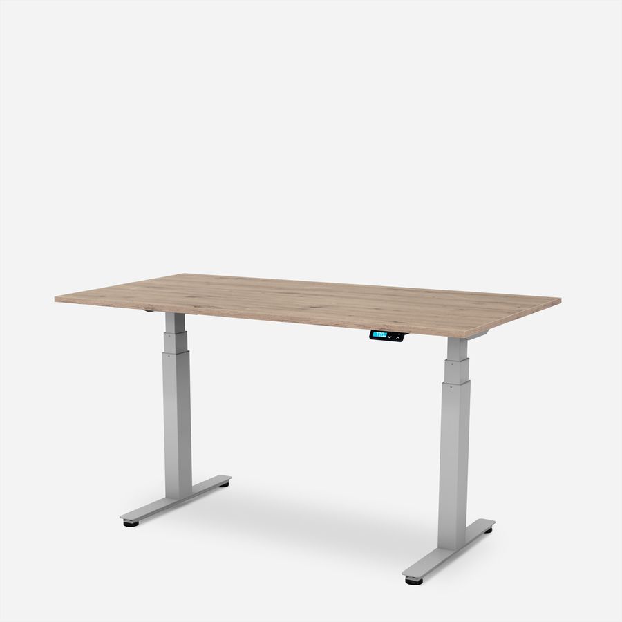 WRK21 Bureau Work 100 x 60 cm, Hauteur réglable, Chêne Kendal / Gris