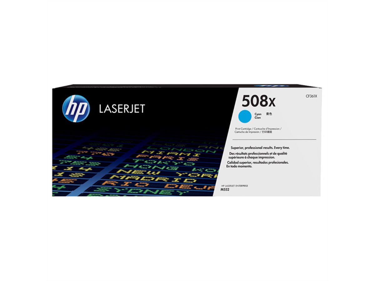 CF361X (508X), HP Color LaserJet Druckkassette cyan, hohe Kapazität,  ca. 9.500 Seiten, für HP Color LaserJet Enterprise M552 / Color LaserJet Enterprise M553